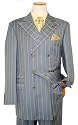 Steve Harvey "Code Red" Light Blue with Beige/Ocean Blue Plaid Stripes Super 120's Wool Vested Wideleg Suit By Zanetti