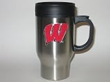 WISCONSIN BADGERS 16 oz. Logo Stainless Steel TRAVEL MUG