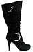 Top Moda Women's Page-30 Suede Almond Toe High Heel Boots with Buckle Straps