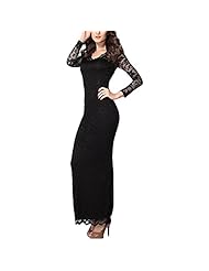 V-neck Cotton/Nylon/Spandex Cocktail Full Length Long Sleeves Lace Fitted Wrap Floral Print Bodycon Dress/Evening Dress/Party Dress/Wedding Dress/Maxi Dress 