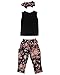 OOOUSE 3pcs Summer Cute Baby Girls Kids Clothes Set Suit Outfits Cute Vest Tops + Floral Print Pants + Headband Age 4-5Y (120)
