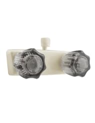 DF-SA100S-BQ - RV Shower Faucet Valve Diverter - Bisque Parchment Finish - Smoked Acrylic Knobs - For: Recreational Vehicle, Motorhome, Travel Trailer, Camper, Fifth (5th) Wheel, Towable