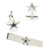 NFL Dallas Cowboys Silvertone Team Logo Tie Clip & Cufflinks Set