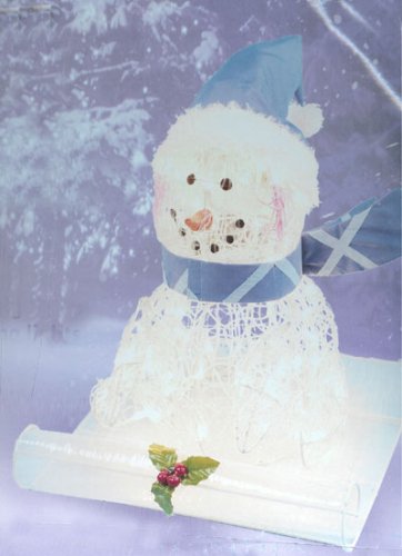 24" Woven Pearl Sledding "Snowkid" Lighted Christmas Yard Art #46162