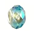 Pandora Style Charm Bead (Z82) Faceted Glass (14mm x 9mm) (fits Troll too) ~ Peridot Green Iridescent