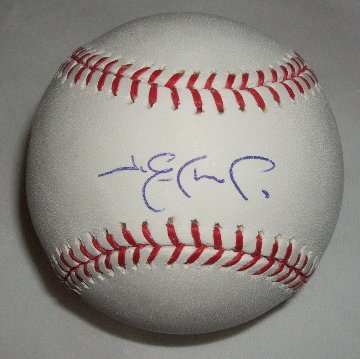 Jim Edmonds Autographed Official Major League Baseball W/PROOF, Picture of Jim Signing For Us, St. Louis Cardinals, San Diego Padres, California Angels, Anaheim Angels