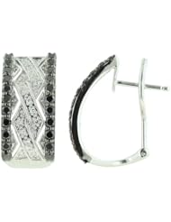 14K White Gold 1.08ct Fashion Fondness Prong White Diamond Huggie Earrings