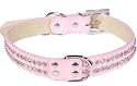Designer Dog Collar - Double Rhinestone Collar - Pink - X-Small