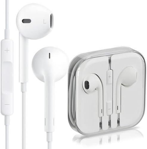 White earphone In-ear Headphone, Earphones with Mic and Volume Control for Apple iPhone 4, 4s, 5 , 5s , iPad 2, 3 4 , iPod High Quality 3.5 Mm Plug