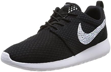 Nike Women's Roshe Running Shoe with Swarovski Crystal Bling on Swoosh (7.5 (M) US, Black)
