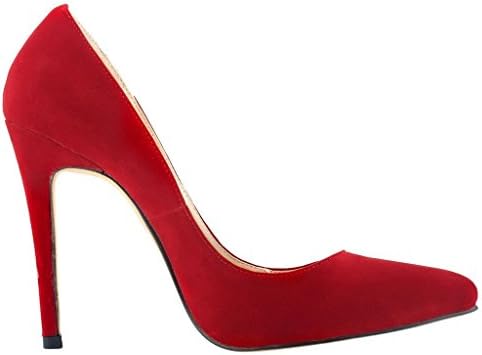 Han Jie Women's Red Suede Close Toe Stiletto Heel Pumps 10 M US