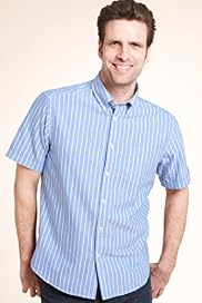2" Longer Blue Harbour Pure Cotton Oxford Striped Shirt