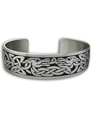 Sterling Silver Celtic Dragons Fire Bracelet. Made in USA.