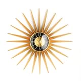 Premier Housewares Sunburst Wall Clock, Gold with Black and Gold Face