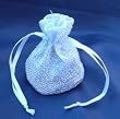 3x4 Sparkle Fabric Wedding Favor Gift Bags/Pouches - White (10 Bags)