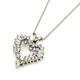 Search : 14K Yellow Gold Baguette & Round Diamond Heart Pendant