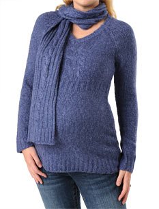 Motherhood Maternity: Long Sleeve Cable Knit Maternity Sweater