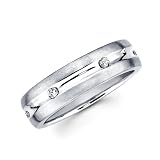 14K White Gold Round Diamond Men's Couple Wedding Ring Band (1/6 ctw., GH Color, SI Clarity)