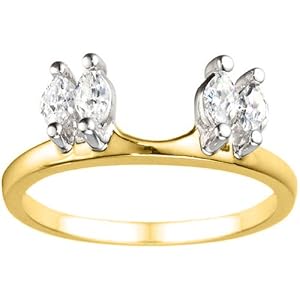 Two Tone Sterling Silver Solitaire Ring Wrap Enhancer (0.33 crt. Cubic Zirconia).
