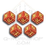 Q-Workshop: Five d6 Dice - Battle Dice - WW II D6 Soviet (USSR) Red & Yellow