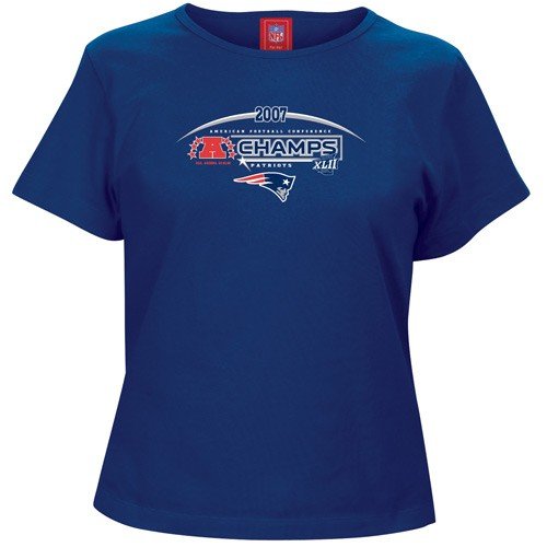 Buy New England Patriots Navy Blue Ladies 2007 AFC Conference Champions T-shirt by Football Fanatics