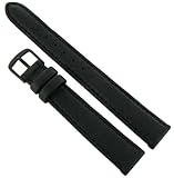 14mm Di-Model Waterproof Sport Breathing Pad Stitched Genuine Calfskin Leather Black Watch Band Regular