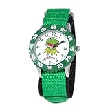 Disney By Ewatchfactory Kids Quartz Watch with White Dial Time Teacher Display and Green Nylon Strap W000159