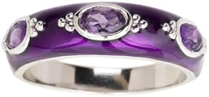Sterling Silver Amethyst with Purple Enamel Women's Ring, Size 7