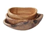 Olive Wood Rustic Bowls - Set of 3