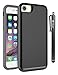 Style4U iPhone 8 / iPhone 7 Case, Slim Shock-Resistant Hybrid Armor Case with Credit/ID Card Compartment for Apple iPhone 8 and iPhone 7 with 1 Stylus [Black]
