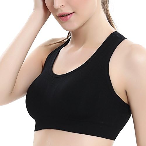 Women's Padded Sports Bras Racerback Seamless Workout Gym Fit Yoga Bra Color Black Size M