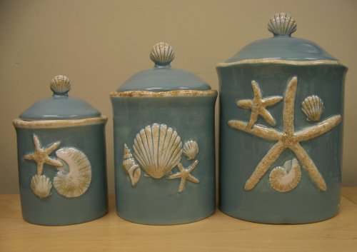 Blue Kitchen Canister Set Beach Ocean Blue