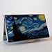 Antique Alive Mother of Pearl Design RFID Blocking Protection Business Card Case, Credit Card Holder, Metal Name Card Case, Engraved Slim Purse Pocket Cash Money Wallet (Starry Night by Gogh)