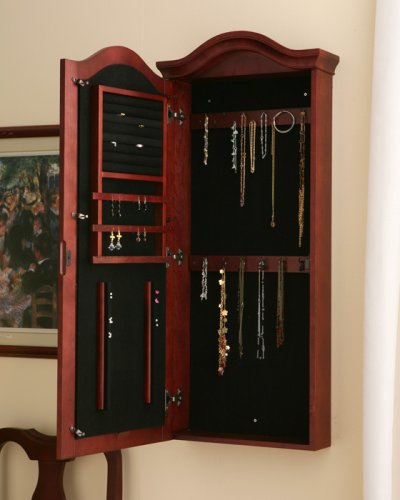 Childrens Toyshop  Jewelry : SEI Arch Top Wall Jewelry Armoire, Cherry