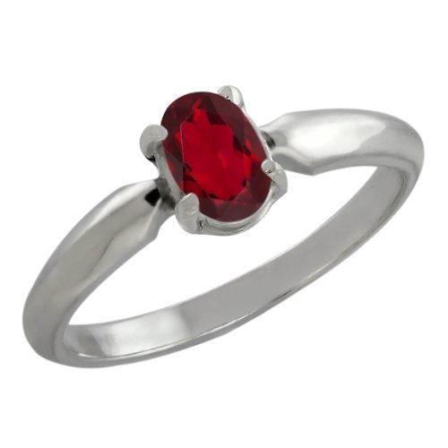 0.50 Ct Oval Ruby Red Mystic Topaz 10K White Gold Ring