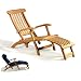 SERENITY TEAK STEAMER CHAIR (BLUE CUSHION) - Fully Assembled