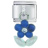 Blue Flower Food Italian Charms Bracelet Link