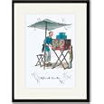 Black Framed/Matted Print 17x23, A Man with a Raree Show