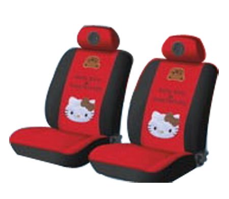 Holiday Season- FREE upgrade any shipping service to PRIORITY MAIL (only takes about 2-3days.) Teddy Bear & Hello Kitty Universal Car Front Seat Cover - 6pcs Full Set... *Red* - Free Gift of Non-slip Dash Grip Pad Mat