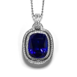 18K White Gold Tanzanite and Diamond Pendant