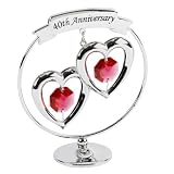 Crystocraft Happy 40th Ruby Wedding Anniversary Silver Ring Special Occasion Gift Idea SP249