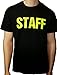 NYC FACTORY Neon Green Staff T-Shirt Front & Back Print Mens Event Shirt Tee