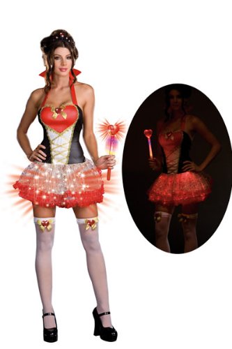Sexy Queen of Hearts Costume with Fiber Optics - 5 Piece Set