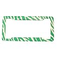 Zebra Safari Animal Car License Plate Frame Plastic - Green & White - Pair