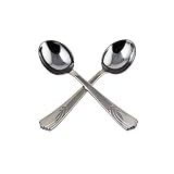 Silver Medium Weight Plastic Soup Spoons - 24 Count (1 Pack)