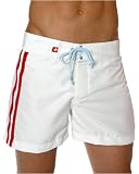 AC Stripe Swim Trunks, White, Size 32