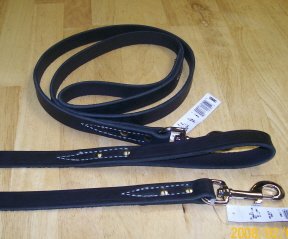 Leather Dog Leash ~ 6 Ft. X 3/4 In. ~ black/nickle