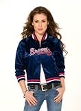 Atlanta Braves Women's Classic Satin Baseball Collar Jacket - by Alyssa Milano - Large
