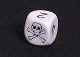 16mm d6 Opaque Skull Dice, White w/Black