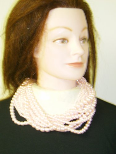 Click here to buy Twelve Strand Light Pink Cultured Graduated Pearl Necklace and Matching Earrings for Women and....